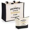 Duo Gift Set - PLANETEE - Jute Tote Bag Duo & Pouch - Property of the Best Entrepreneur - Jute &; Cotton - Made In France