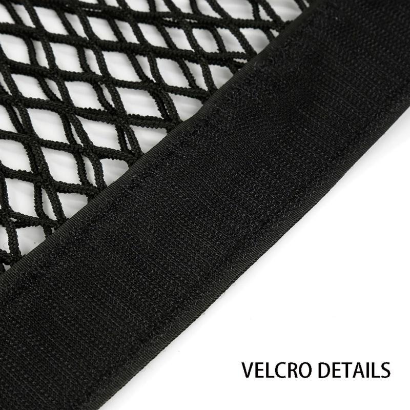 Auto Accessories Double Mesh Pocket Trunk Organizer Storage Mesh Car Built-in Bag Fixed Bag Velcro