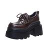 10Cm height increase women's platform British small leather shoes women's 2025 autumn new versatile and thin loafers lace-up single shoes
