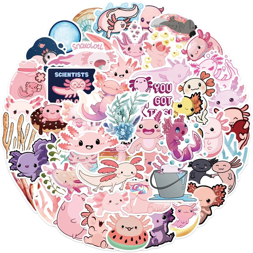50Pcs Axolotl Graffiti Stickers Cute Animal Cartoon Decal Kids Toy Suitcase Scrapbook Diary Phone Laptop Sticker Pack