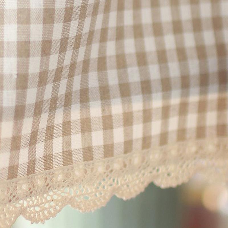 Tende corte a quadri beige per armadietti, tende a pannello rustiche da fattoria con passanti per bastone, pronte all'uso per cucina, caffè, decorazioni per la casa