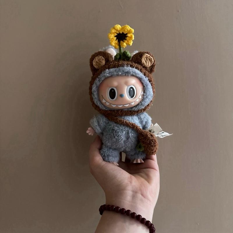 Pro 17cm panenku Labubu Oblečení Slunečnicová Červená Květina Tlukot Srdce Makronka oblečení labubu roztomilé oblečení labubu