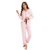 Pajamas Women's Modal Cotton Threaded Loose Double Pocket Homewear Set Long Sleeves Long Pants European and American Style Cardigan