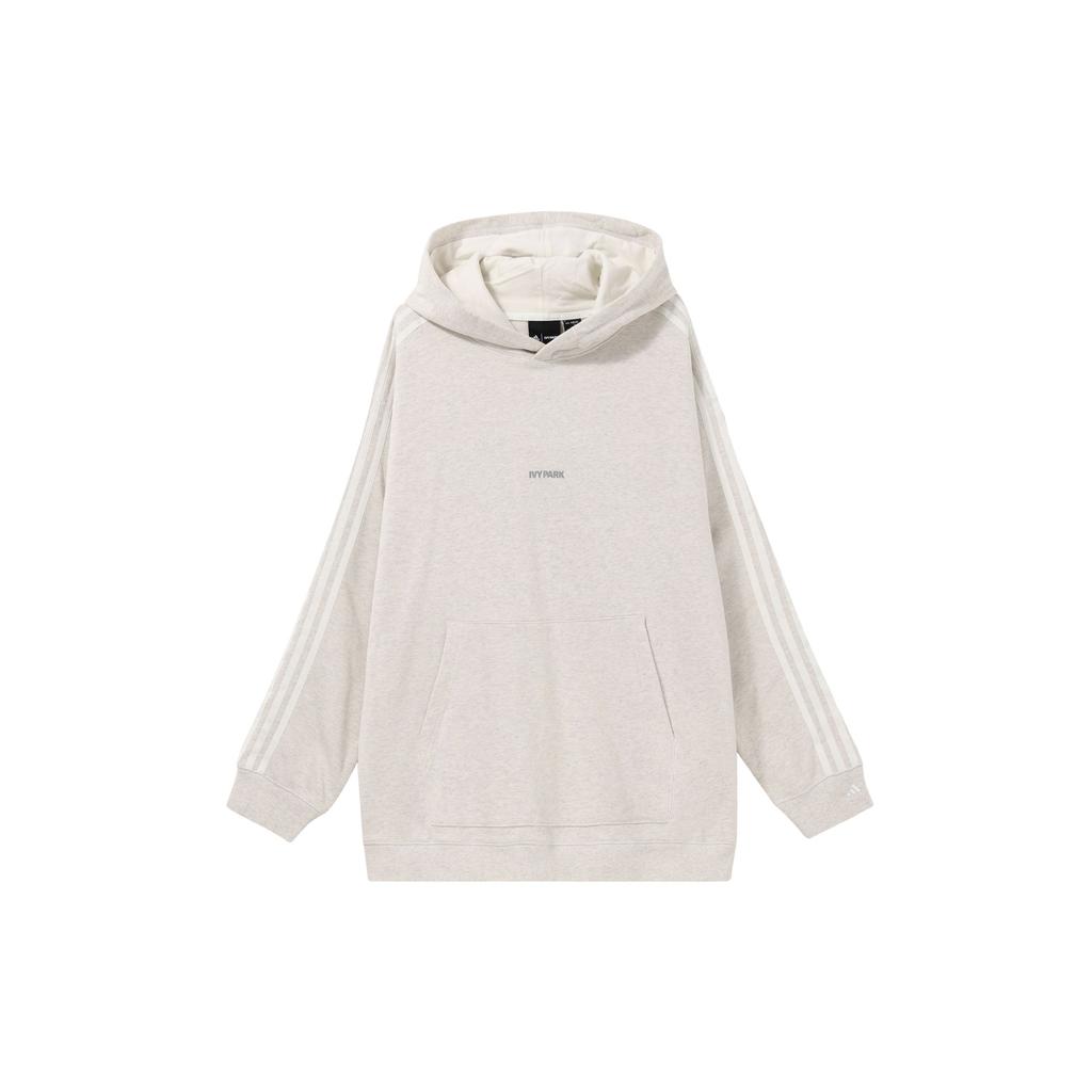 Adidas X Ivy Park Reflective Logo Print Pullover Hoodie Loose Fit Casual Streetwear Unisex Creamy Beige H21209