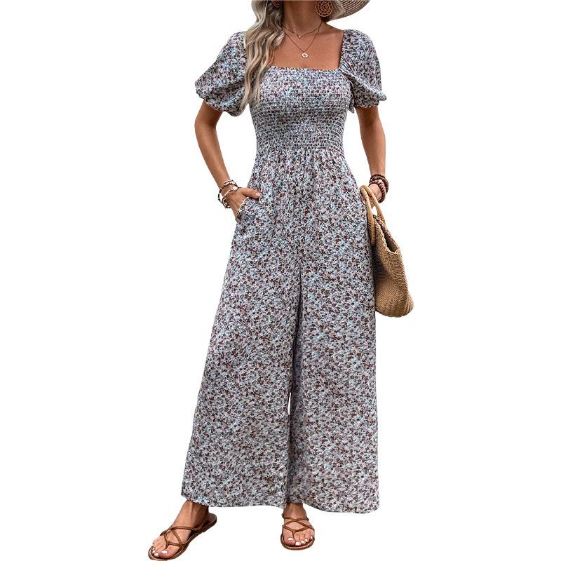 Women's Summer Jumpsuit Slim Elastic Print Jumpsuit Pants