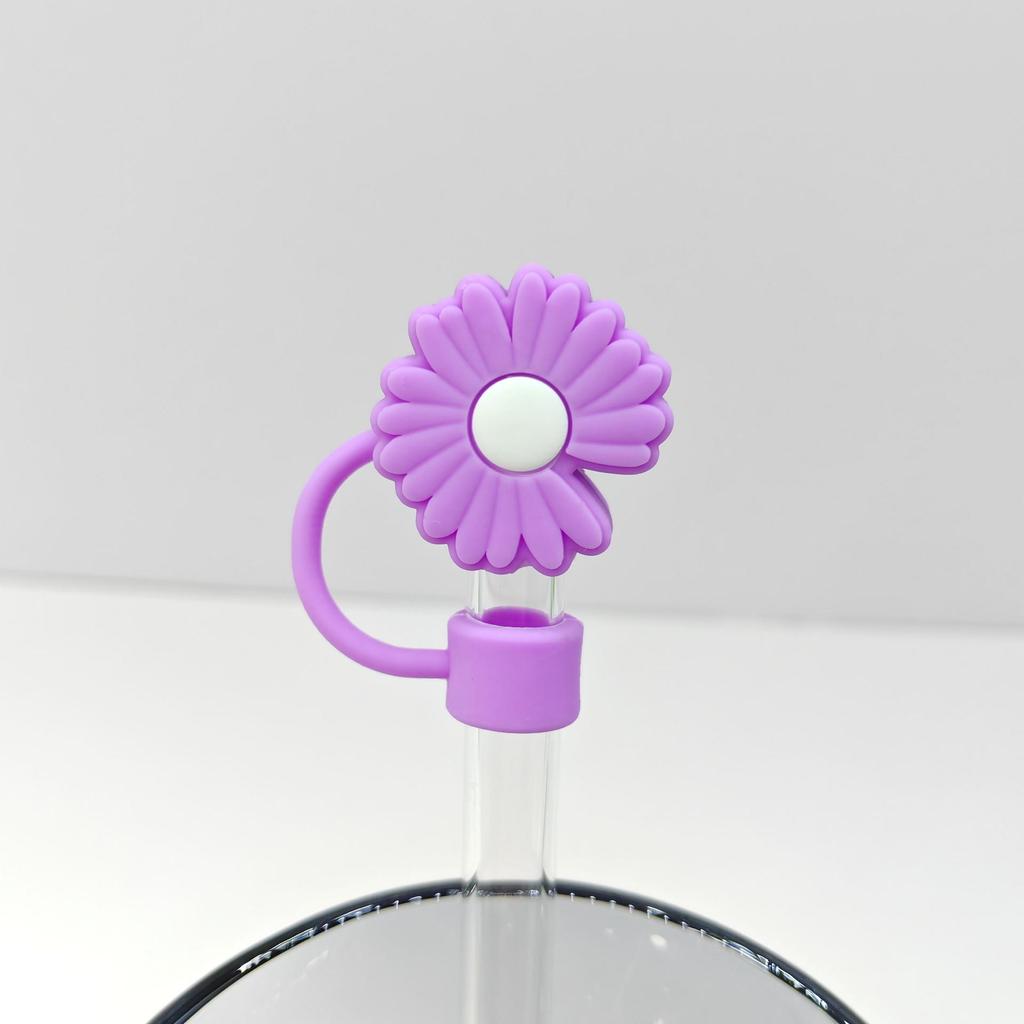 Daisy Straw Cap - 10mm Stanley Cover, Reusable Chrysanthemum Design