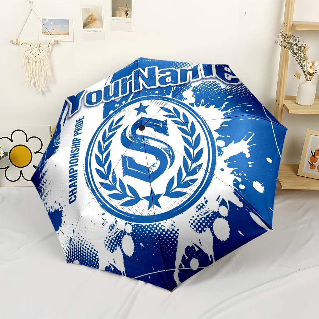 Fc Schalke Personnalisez Votre Nom Parapluie Parapluie Automatique d'Extérieur Parapluie Pliant à 8 Baleines Conception Pliable Essentiel de Voyage À la Mode