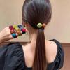 Solid Color Beaded Elastic Hair Ties - Non-Creasing Cute Headwear for Women