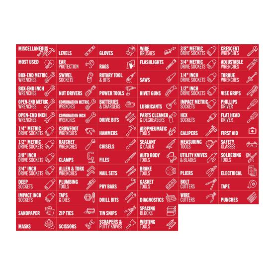 80 шт. Магнитные наклейки для ящика с инструментами, многоразовые, большие, органайзер для ящика с инструментами, бирка, стальные ящики для инструментов, тележки, ящики, шкафы, маркерные организационные наклейки красный