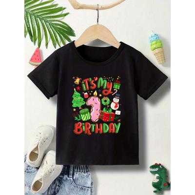 Es Mi 2º Cumpleaños Muñeco de Nieve Navideño, Estampado Navideño Números de Cumpleaños 1-9 Años Camiseta Merry Xmas Niños Lindo Pequeño