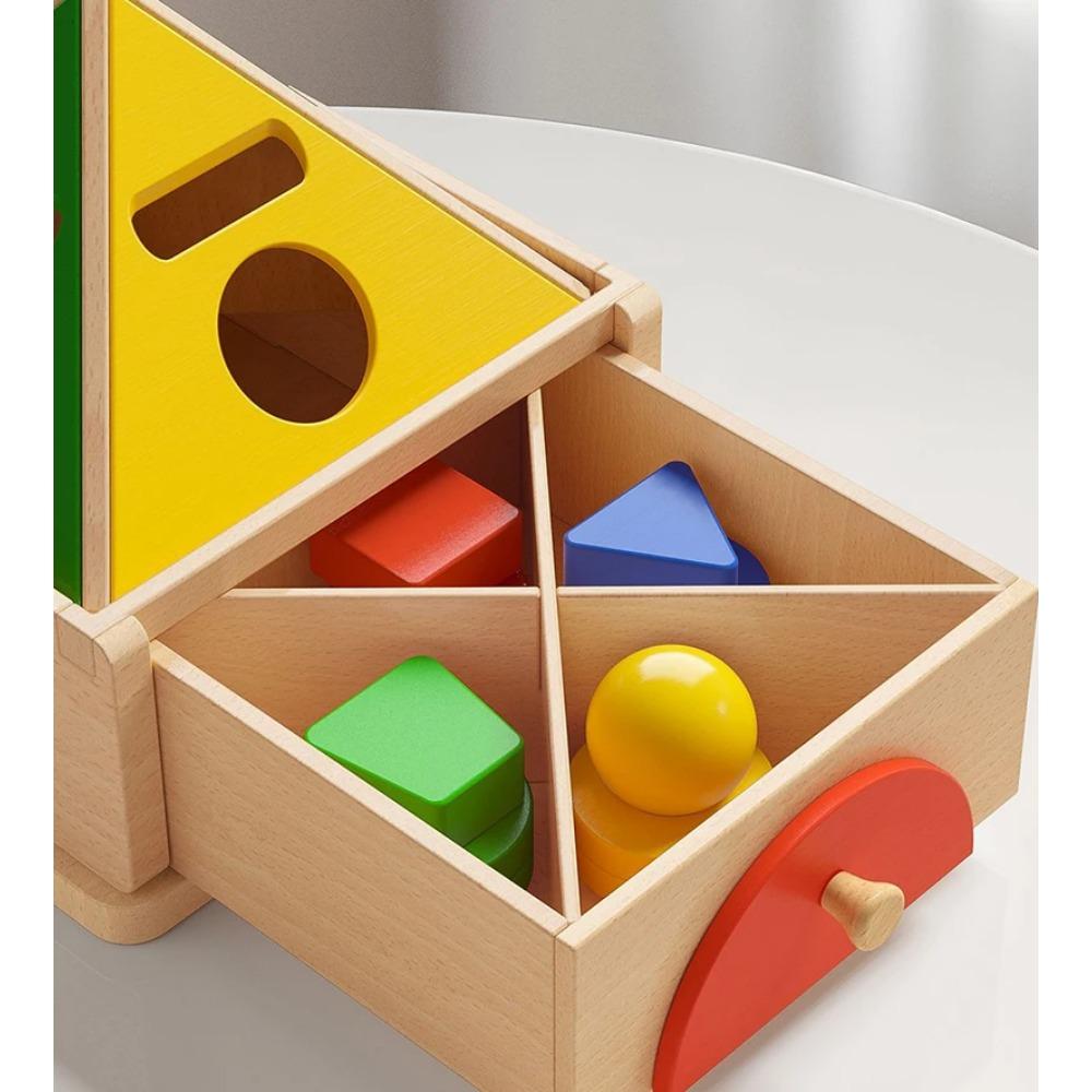 Baby Wooden Permanent Box Montessori Sensory Toy Color Shape Sorting Coin Box Ball Drop Fine Motor Skills Parish Educational Toy