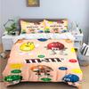 Ensembles de literie avec impression du logo M&M's au chocolat Mode Ensemble de literie Exquis Housse de couette Ensemble couette Lit Ensemble de literie Cadeau de Luxe