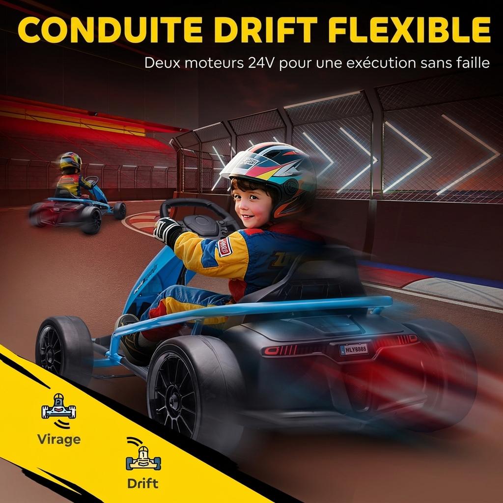 Electric Go-Kart for Kids 24 V Drift Mode 8 to 12 Years Blue