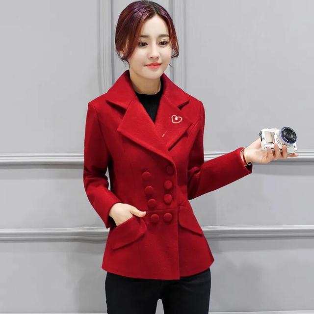 Novo casaco de lã feminino outono inverno curto solto jaqueta feminina casaco trespassado lapela blazer casaco de lã feminino t89