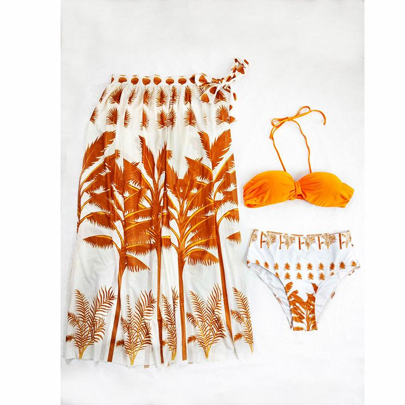 Bikini Sets 3-teilig Sexy Badeanzüge Cover Up Damen Urlaubsbademode Hochgeschnittenes Bademädchen Strandbekleidung