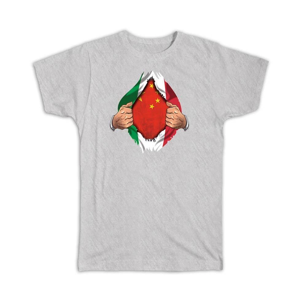 Gift T-Shirt : China Italian Flag Chest Chinese 3XL