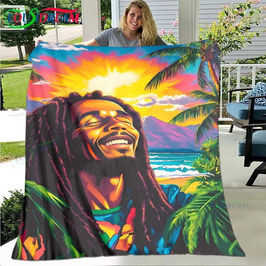 Pop Singer R-Reggae Bob Marley Four Seasons Blanket Sofa Cover Travel Bed Plush Blanket Travel Office Break Blanket Gift