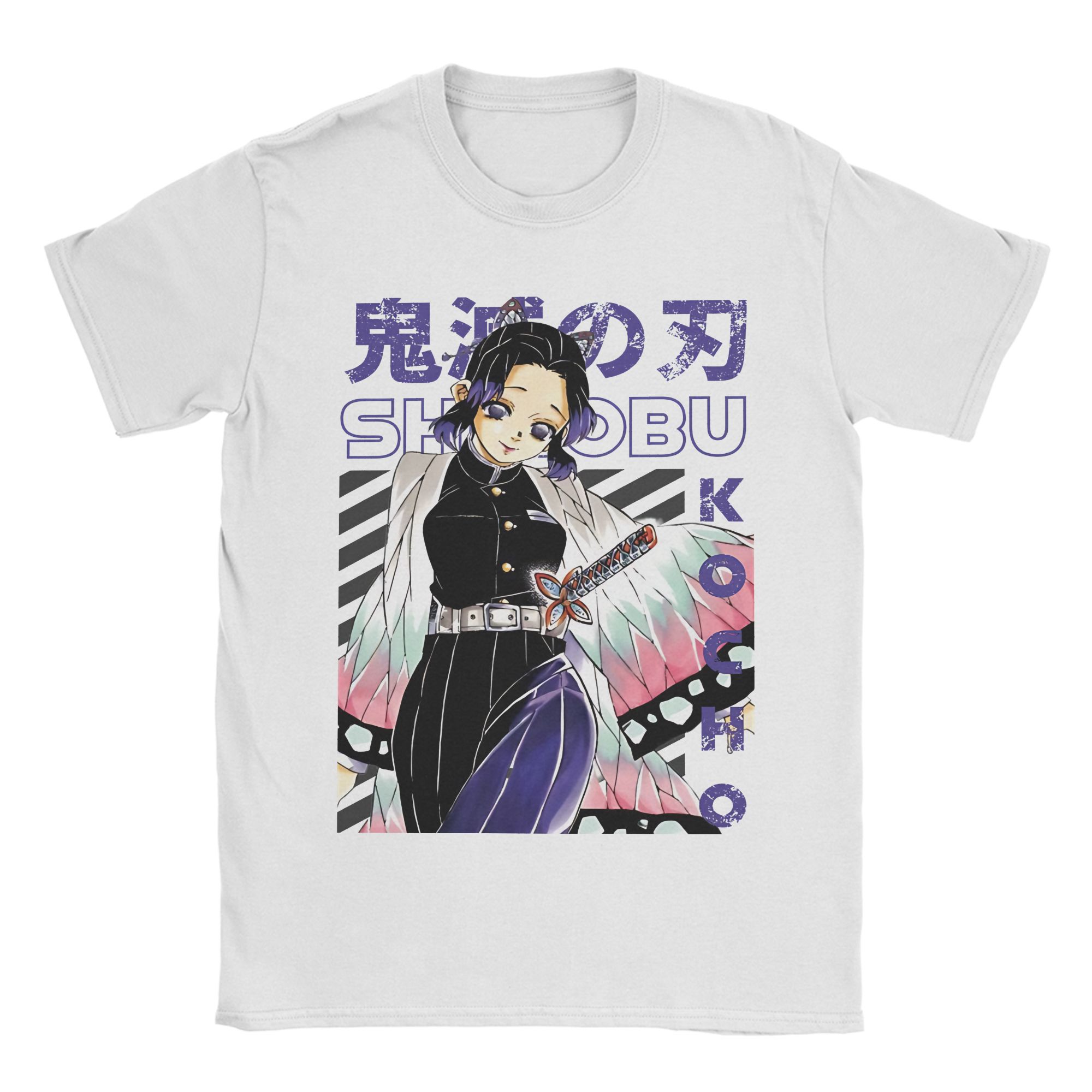 

Shinobu Kochoo Demon Slayer T-Shirt Unisex Cotton Tops Shirts Leisure Round Neck Short Sleeve 4XL