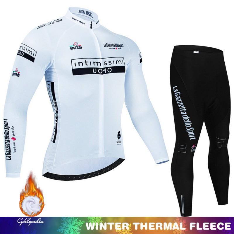 Winter Thermal Cycling Bib Tights Set With Long Sleeve Jersey Road Bike Riding Men Women