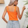 GMXIA Women's Fashion Casual Solid Color Print Summer Spring Sleeveless U-Neck Knitted Vests
