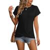 Spring Summer Solid Color Waffle Twisted Loose Short Sleeve T-shirt for Women Shirt