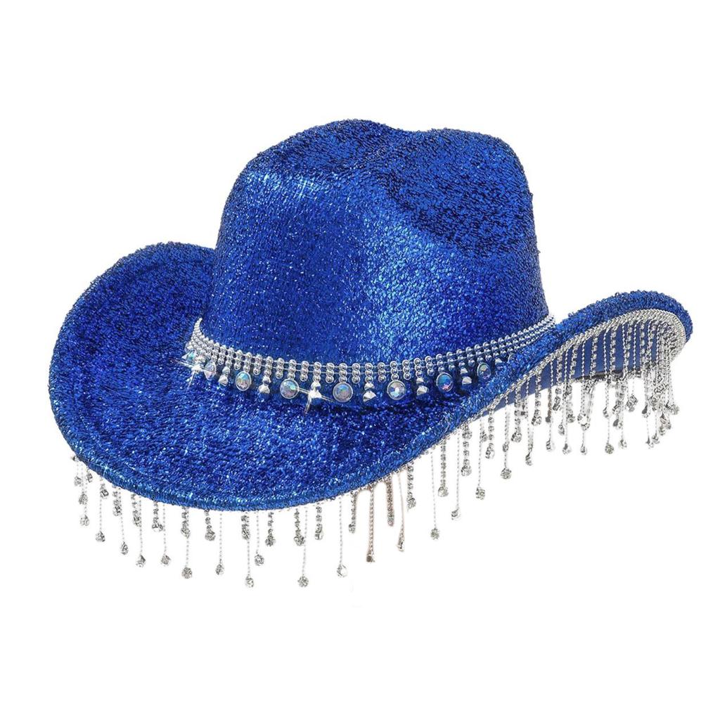 Eye-catching Crystal Cowboy Hats Bride Hat Panama Hat for Bachelorette Party Cowboy Hats for Club Stage Shows