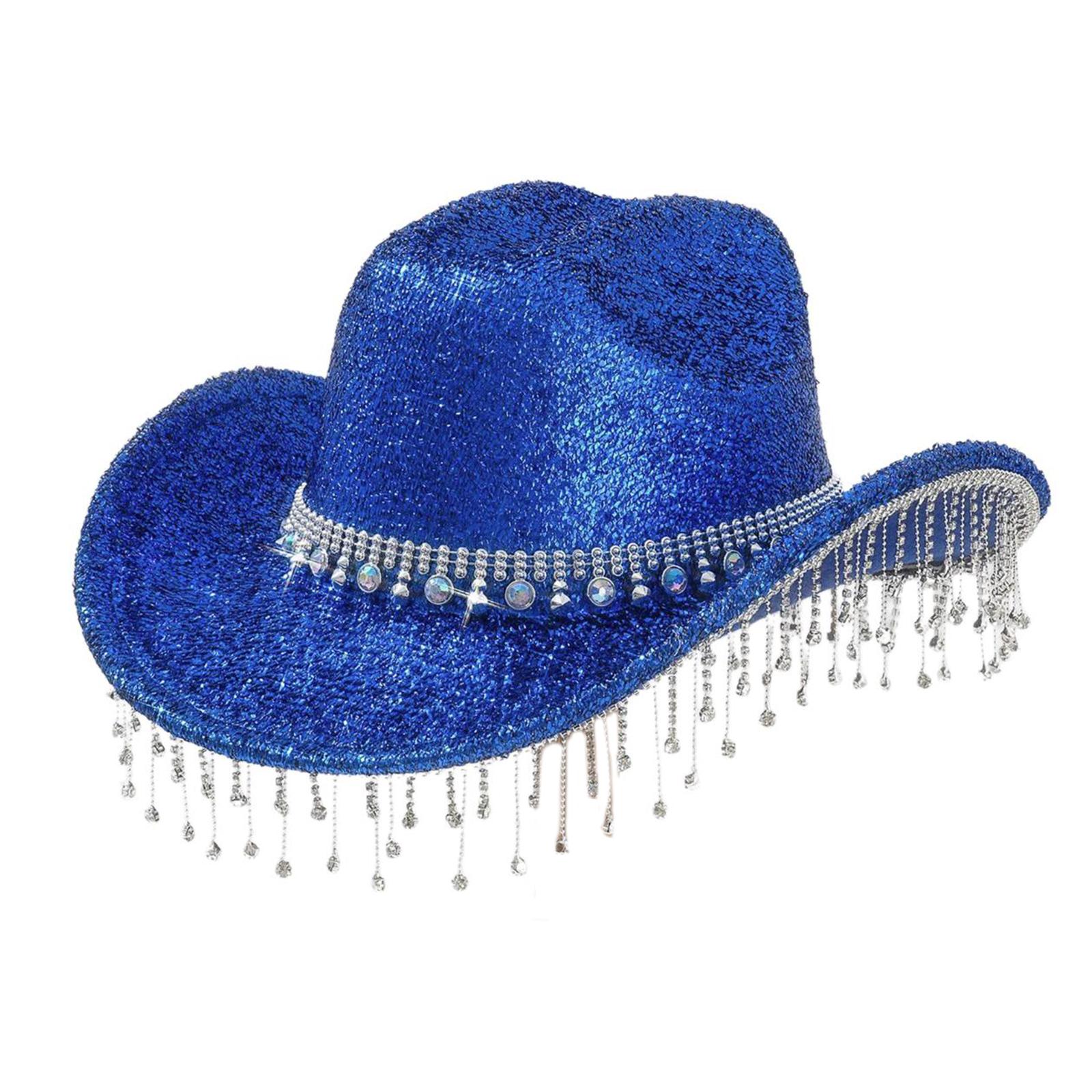 

Капелюх ковбоя з коштовностями Важкий кришталевий капелюх панама Подарунок-сюрприз для дівчинки хлопчика Капелюх нареченої для карнавалів музичного фестивалю королівський синій колір