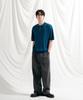 JEMUT Epic Like Linen Short Sleeve Collared Knit Blue Sokn2562