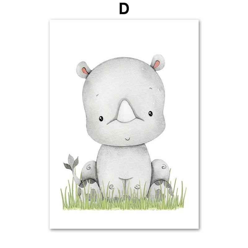 Lew Słoń Żyrafa Zebra Sztuka Ścienna do Pokoju Dziecięcego Obraz na Płótnie Skandynawskie Plakaty i Druki Obrazy Ścienne Dekoracja Pokoju Dziecięcego