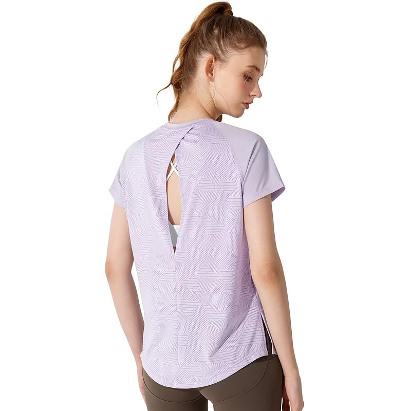 

[Rovidorx] yoga wear tops pilates wear back open short sleeve t-shirt ladies sports Relaxing hot yoga sportswear gym wear fitness wear training