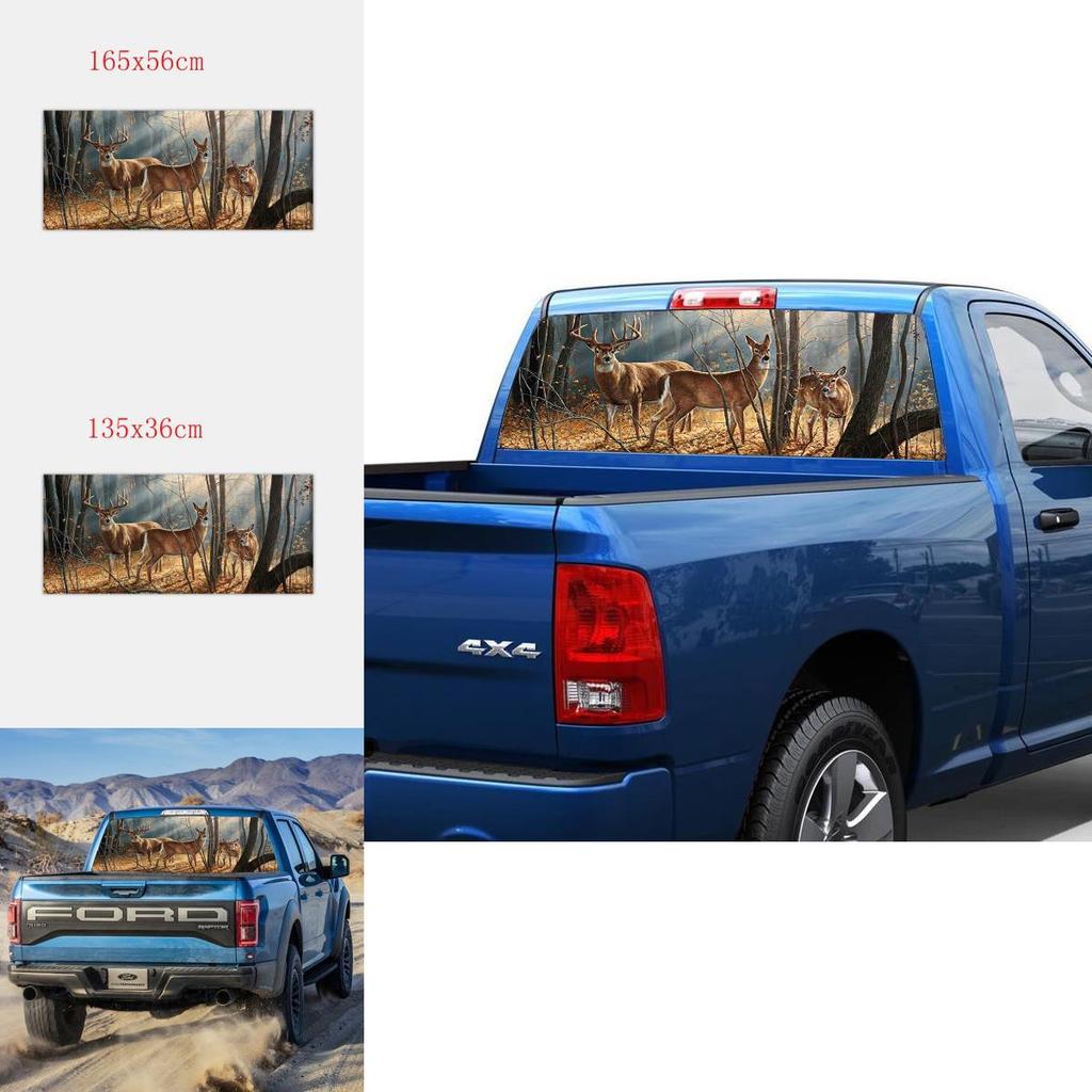 Hochwertiger Hirsch Wildtierszene Heckscheiben Grafikaufkleber für LKW SUV Van Auto