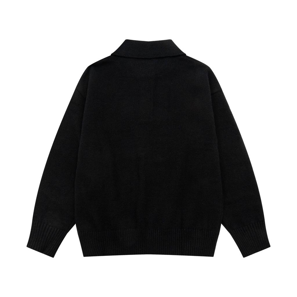 AMI Autumn and Winter New Big Heart Jacquard Wool Ami De Coeur Polo Collar Pullover Couple Sweater