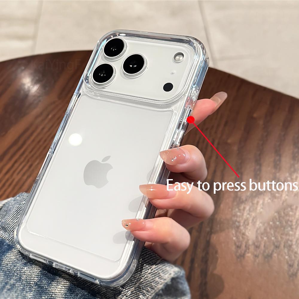 Luxury Transparent Shockproof Case For iPhone 17 16 15 14 13 12 11 Pro Max Air Plus Clear Bumper Acrylic Cases Cover