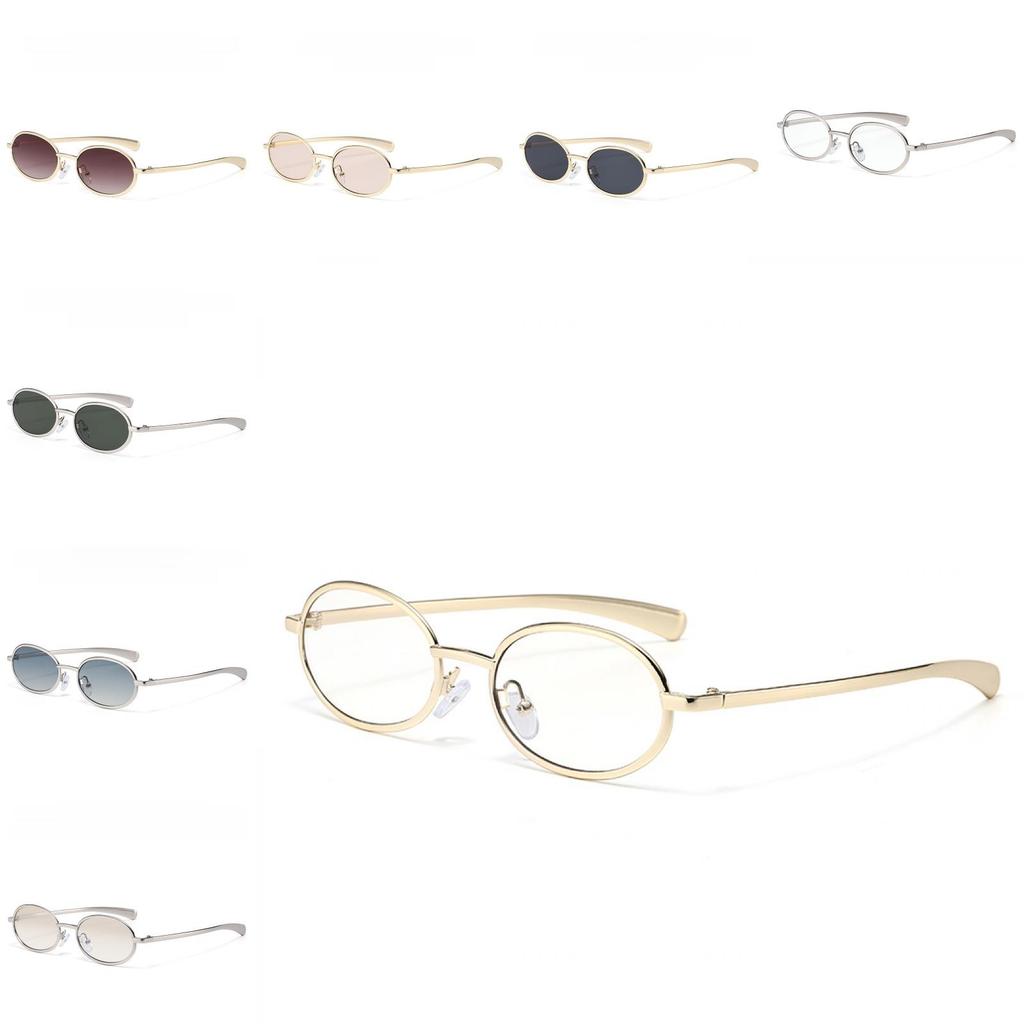 Vintage Metal Oval Sunglasses With Uv400 Protection For Fashionable Men And Women