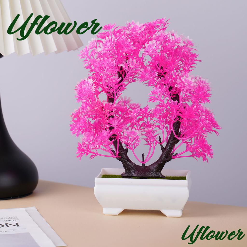 1PC Pink Desktop Artificial Bonsai DIY Home Garden Outdoor Floral Green Plant Flower Arrangement Gift Decoration