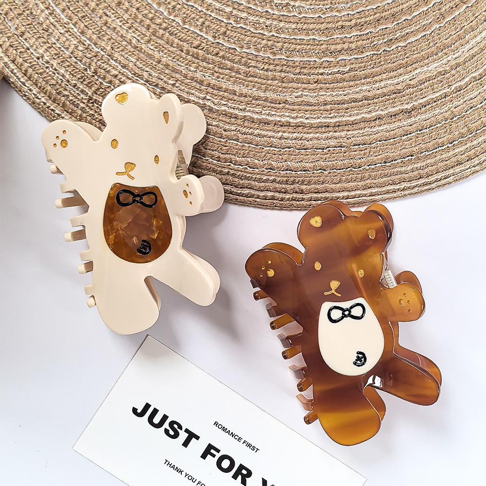 1pc \Little Bear Grab Clip Cartoon Cute Girl Accessories Daily Dressing Sweet Back of Head Shark Clip Medium Hair Grab