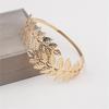 Metal Leaf Open Arm Ring Punk Personality Wide Cuff Bangles Girl Jewelry Simple Exaggerated Geometric Pulseras