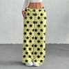 Women's Casual Fashion Printed Elastic Waist Loose Straight Leg Pants With Rope