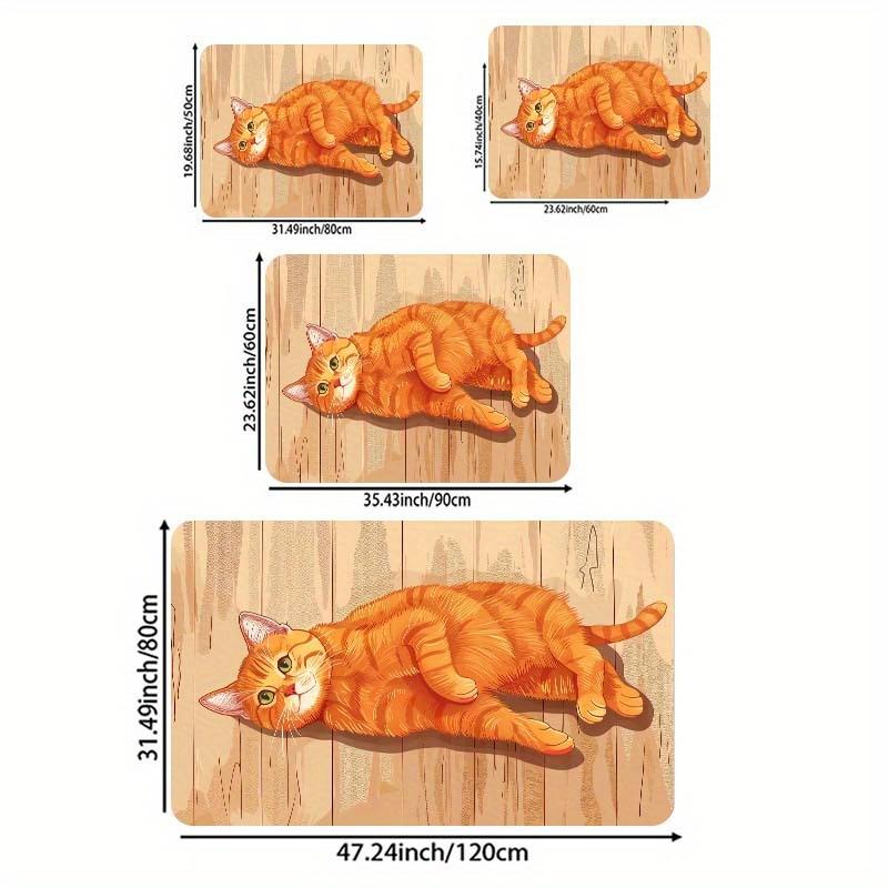 1Pcs Anti Fatigue Kitchen Rugs, Cute Cartoon Cat Print Waterproof Non-Slip Thick Cushioned Kitchen Mat Heavy Duty Comfort Standing Mat for Kitchen
