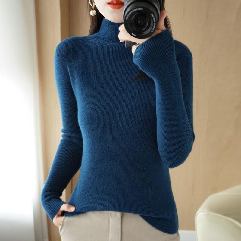 

Осенне-зимний женский свитер, вязаный свитер, пуловер с завязками средней высоты, тонкий свитер, вязаный свитер 2XL темно-синий