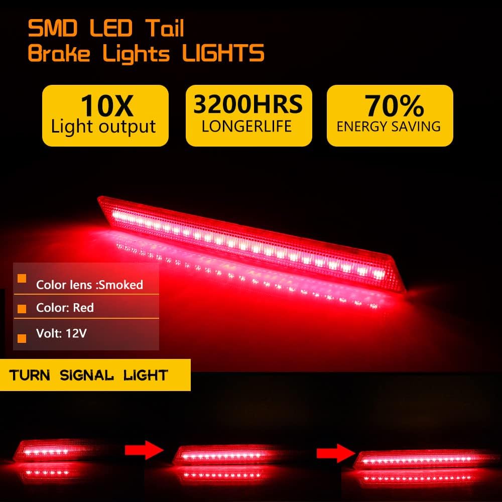 3 IN 1 Led Smoked Lens For 2013 2014 2015 2016 2017 Cadillac XTS Bumper Reflector Tail Lights Turn Signal Brake Stop & Rear Fog Lamps OEM 20874085