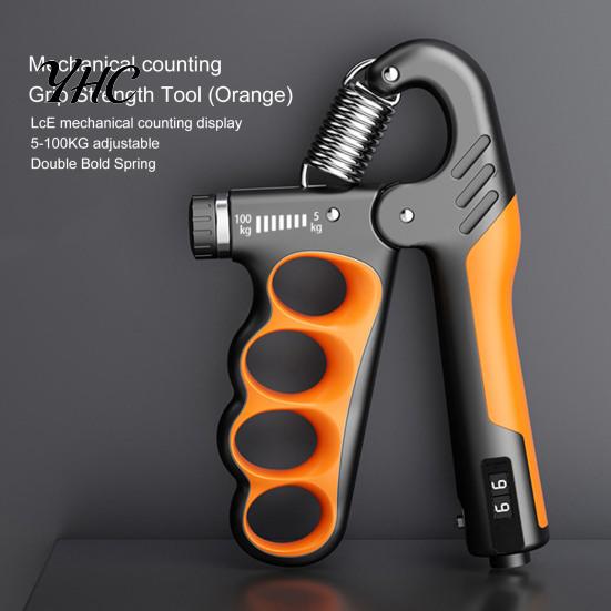 Rafforza Mani con Contatore Impugnatura Allenatore Forza Meccanico Contabile 5-100KG Regolabile Uomini Donne Esercitatore Avambraccio Sviluppatore Muscoli Fitness