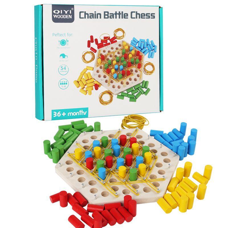 Chain Battle Chess Puzzle Game Geometry Chess Desktop Game Rubber Band Training Family Interaction Exercise Thinking Toys Gift