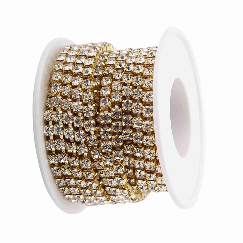 SS16 5yardCelsiusroll   Rhinestone Chain   Fashion Close Cup Chain Golden Apparel Accessories