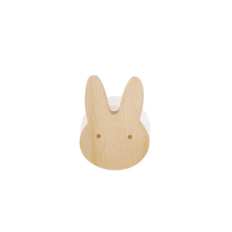 Creative Beech Wood Adhesive Hooks – Funny Animal Design Coat & Hat Hooks for Behind-the-Door Use