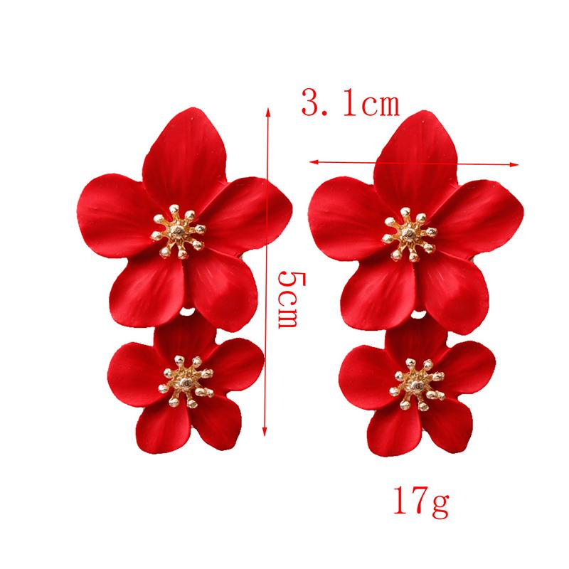 Vintage Double Flower Drop Earrings Wedding Dangle Bohemian Party Jewelry Gifts