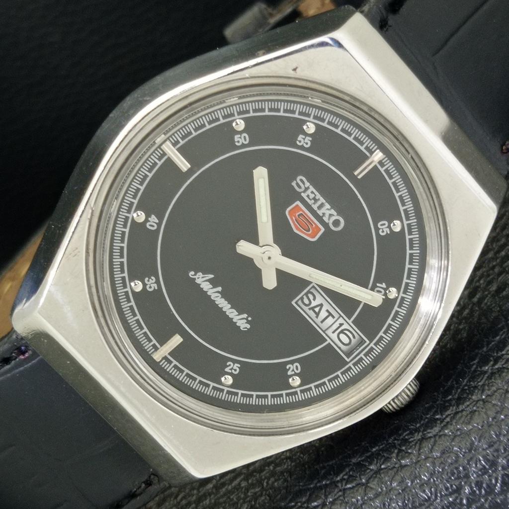JAPAN 6309A VINTAGE SEIKO 5 AUTOMATIC MENS BLACK COLOR DIAL WATCH A701289-5 R206a-a701289