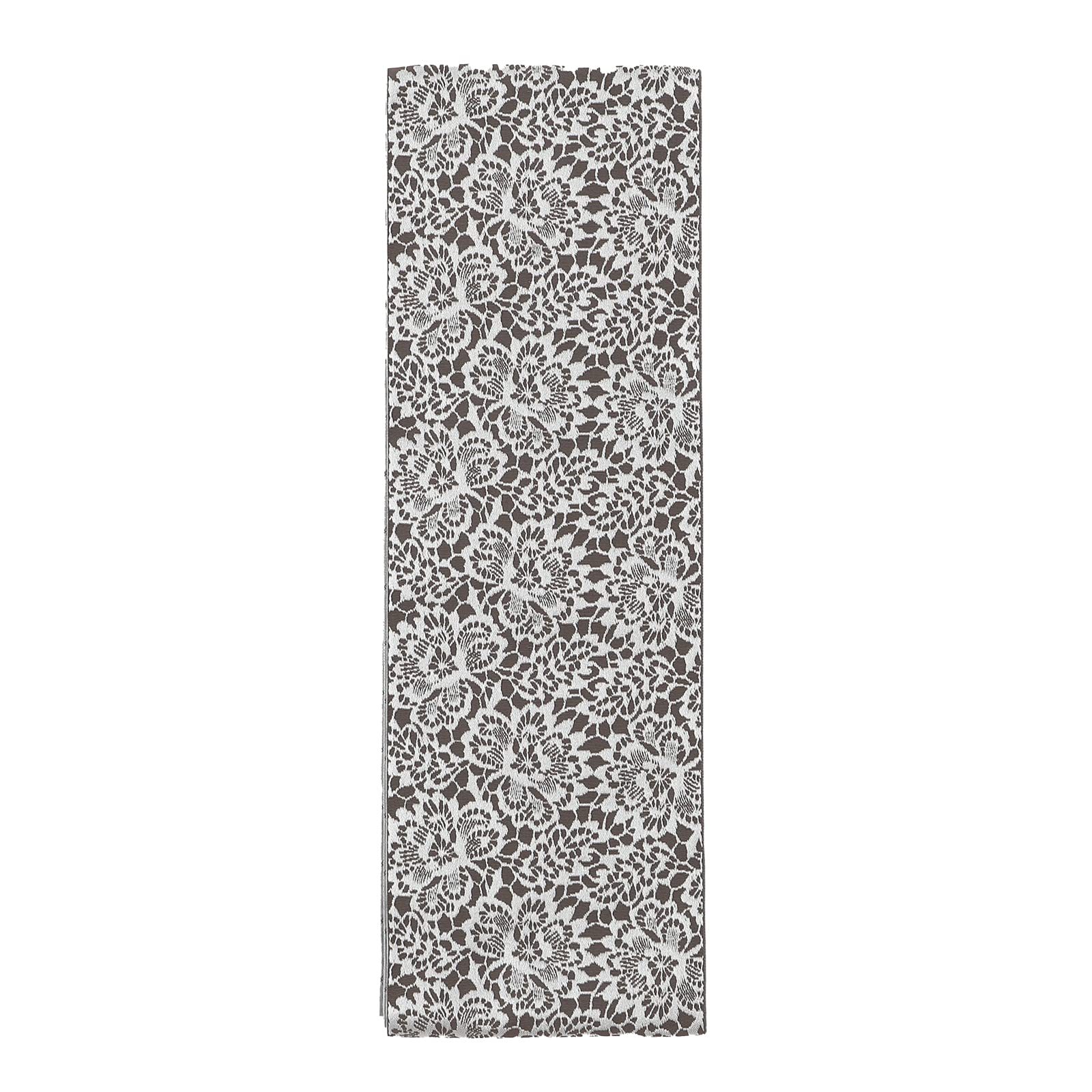 

[ROCCA] Lace Embroidered Half-Width Obi (Sash) - White, Black, Brown - Reversible - Narrow Obi - Made in Japan - Cute and Stylish - Rokuka Brown