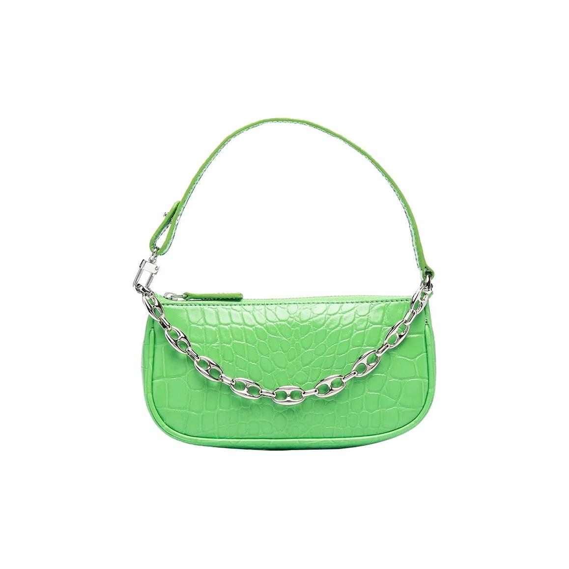 

By Far Mini Rachel Strapless Textured Chain Zip Closure Leather Underarm Shoulder Handbag Women handbags Green 21CRMIRAGSDSMA Basic Set (Bag+Dust Bag)