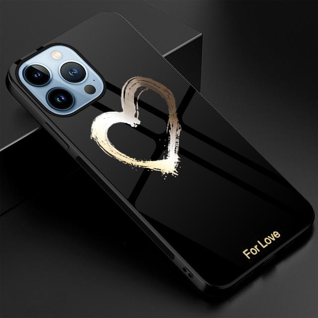 Pouzdro z tvrzeného skla Love Heart pro Iphone 14pro Max 13 11 12 Mini Xs Xr X Kryt pro Iphone 7 8 6s Plus Se 2022 Coque Capa